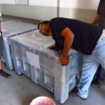 Agronomist Mauricio Gonzalez testing the micro-vinification of Altos Las Hormigas Single Vineyard Malbec, Makia, Vista Flores, Uco Valley