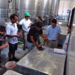Mauricio Gonzalez testing the micro-vinification of Altos Las Hormigas Single Vineyard Malbec, Makia Vineyard, Vista Flores.